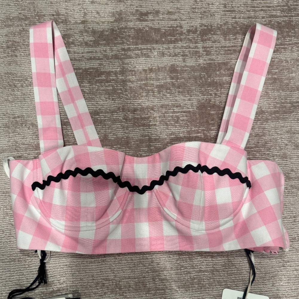 PRADA Gingham Bralette crop top size 38 NEW